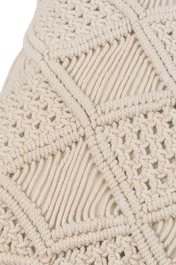 Fata de perna alba din bumbac Macrame 50 x 50 cm