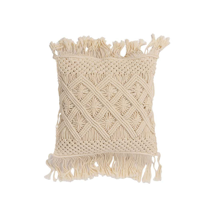 Fata de perna alba din bumbac Macrame 50 x 50 cm