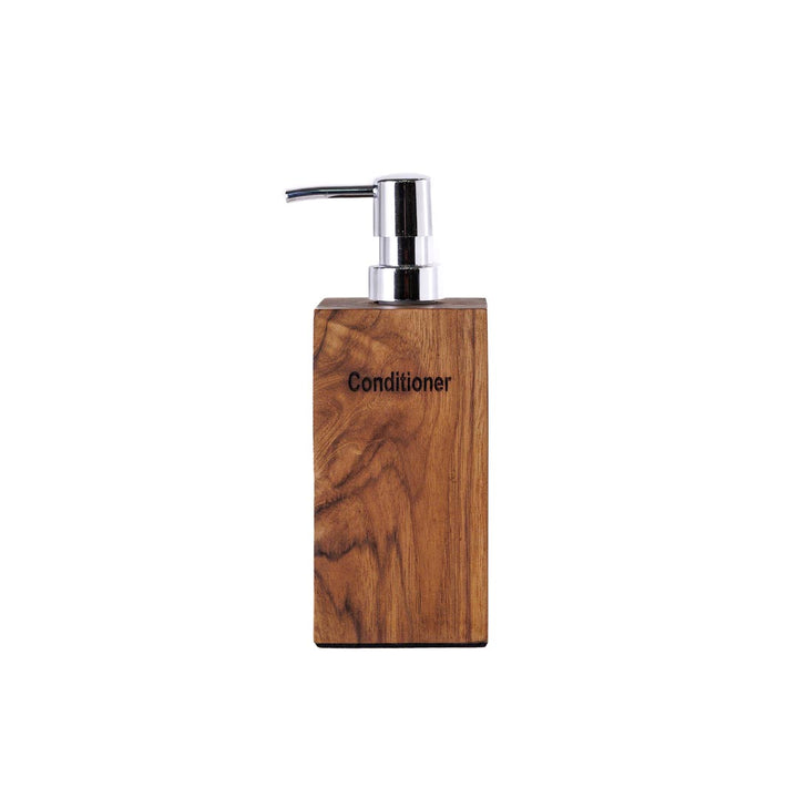 Dispenser balsam maro din lemn de tec si plastic 18 cm