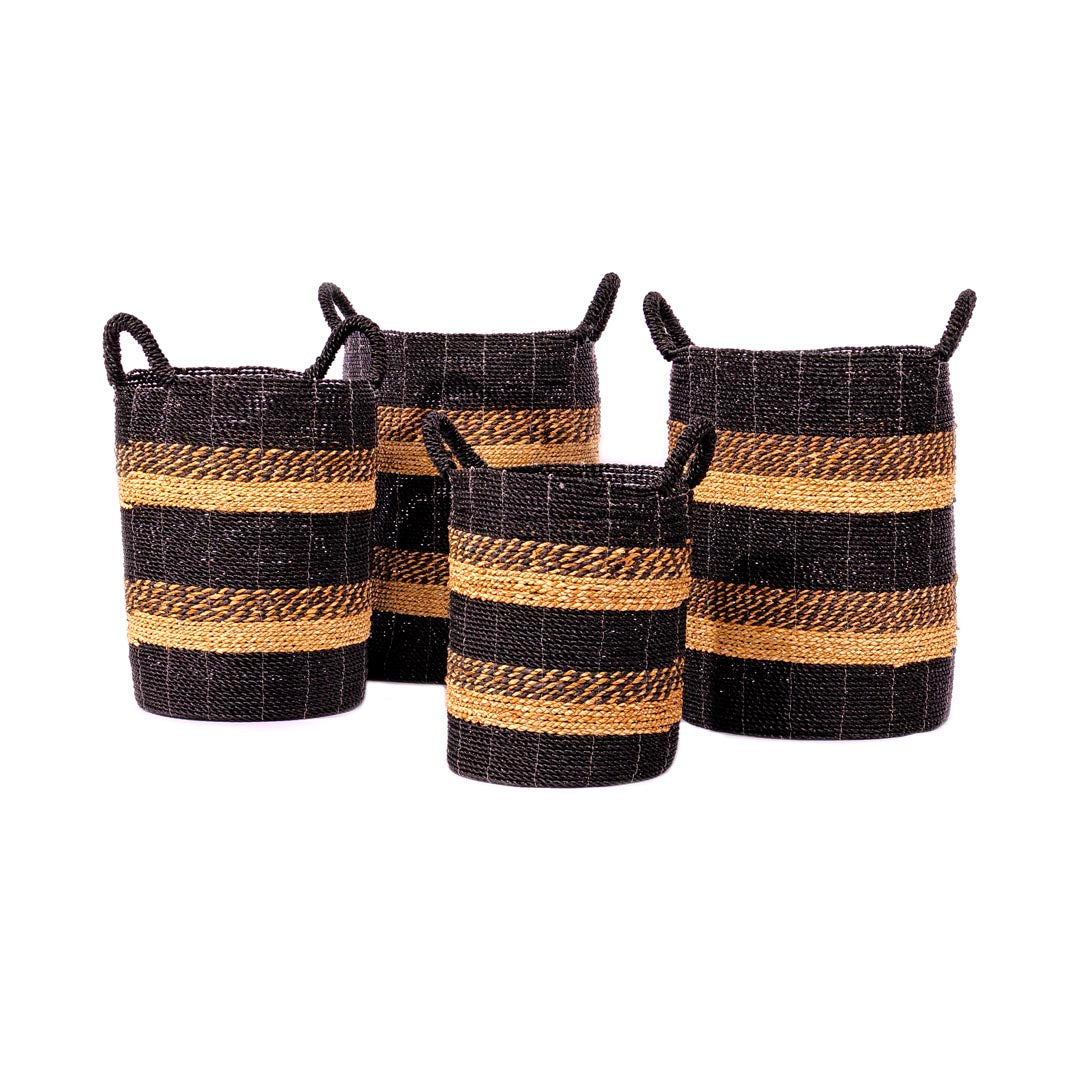 Set 4 cosuri negre din iarba de mare