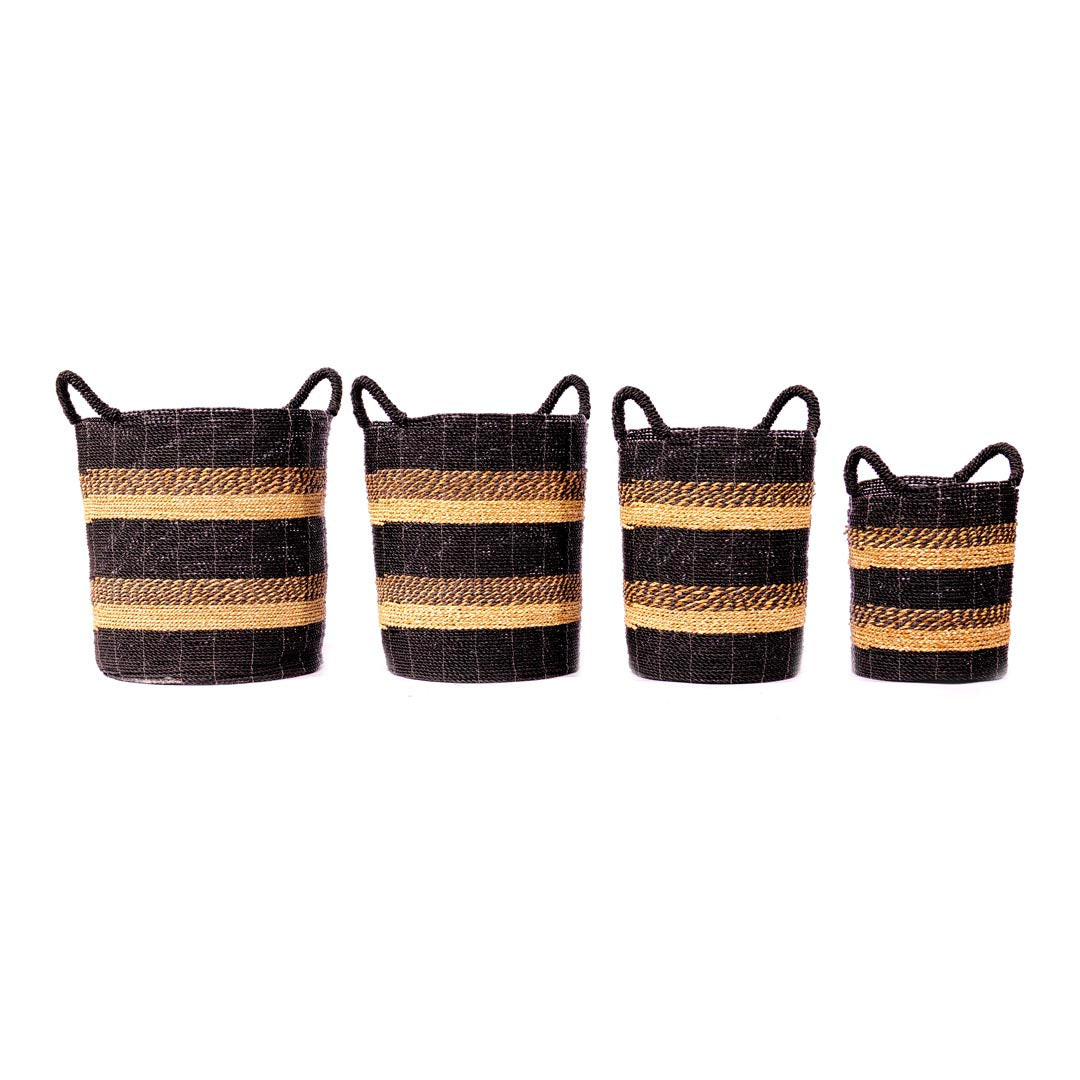 Set 4 cosuri negre din iarba de mare