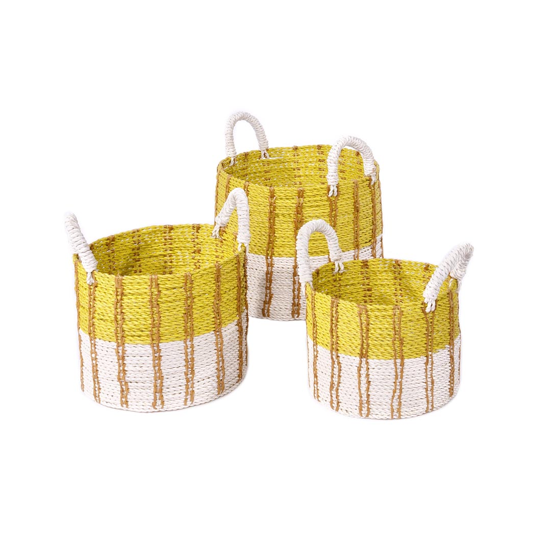 Set 3 cosuri galbene din fibre sintetice