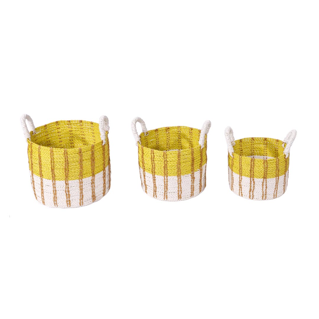 Set 3 cosuri galbene din fibre sintetice