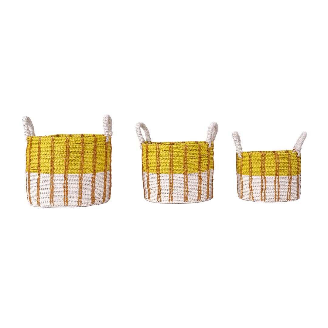 Set 3 cosuri galbene din fibre sintetice