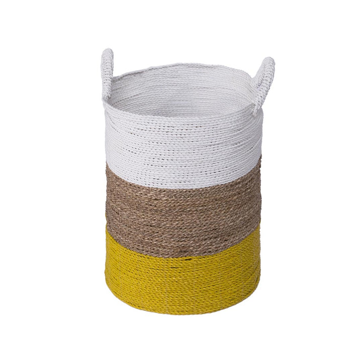 Cos depozitare multicolor din iarba de mare si fibre sintetice