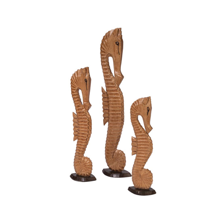 Set 3 figurine caluti de mare din lemn de albasia