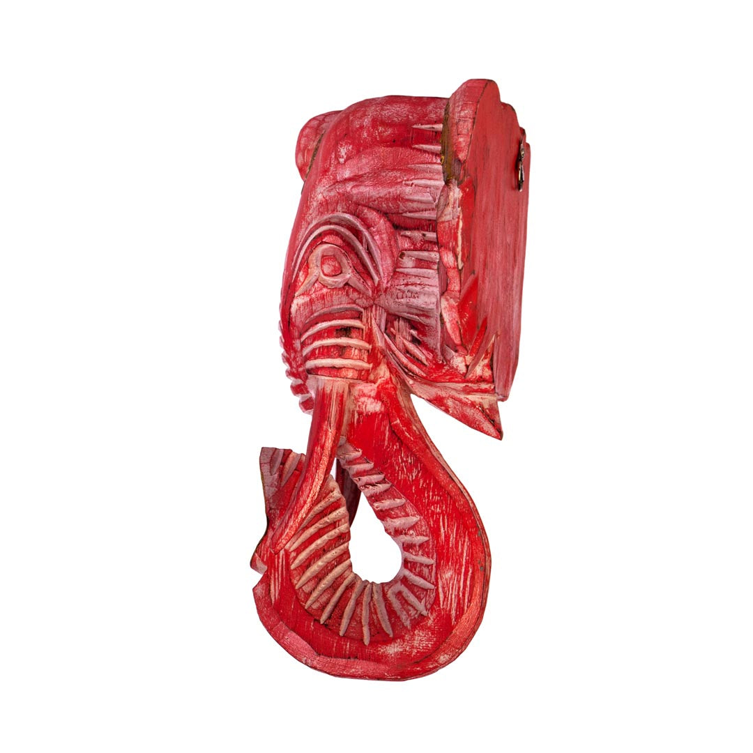 Decoratiune de perete rosie din lemn de albasia