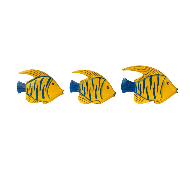 Set 3 figurine galbene din lemn de albasia