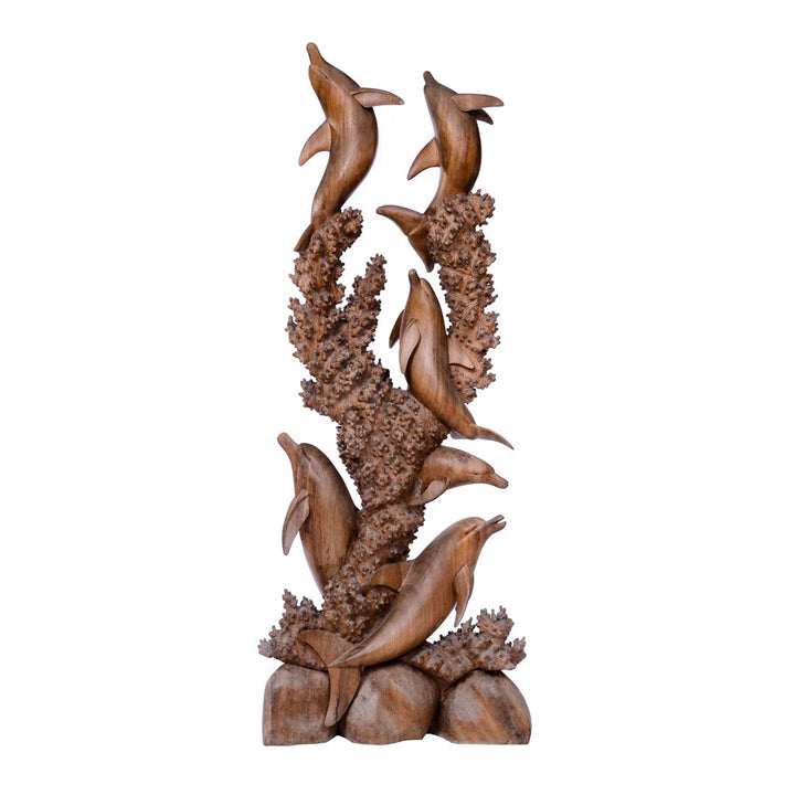 Statueta delfini din lemn de suar 200 cm