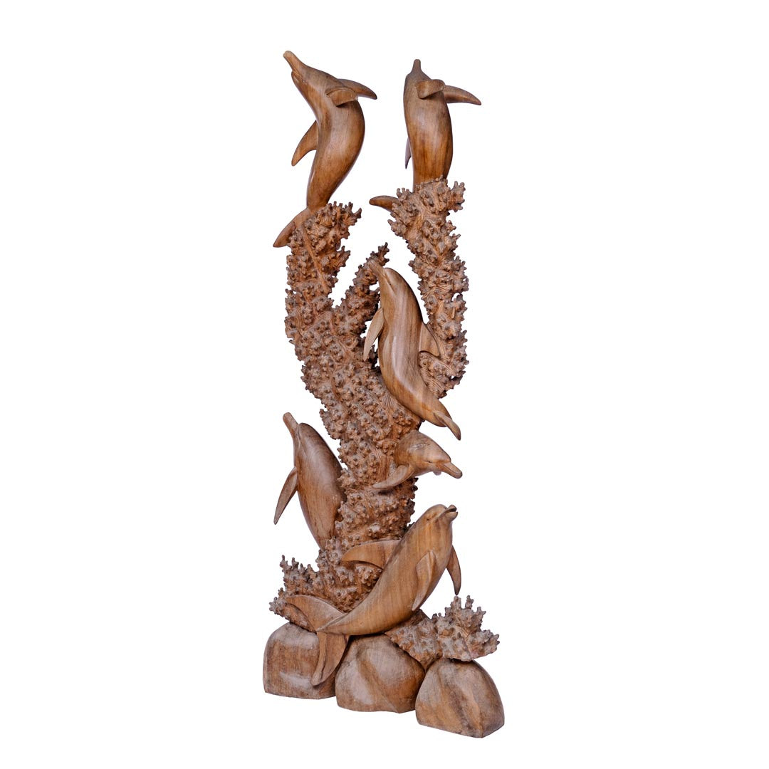 Statueta delfini din lemn de suar 200 cm