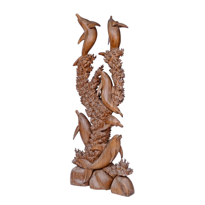 Statueta delfini din lemn de suar 200 cm
