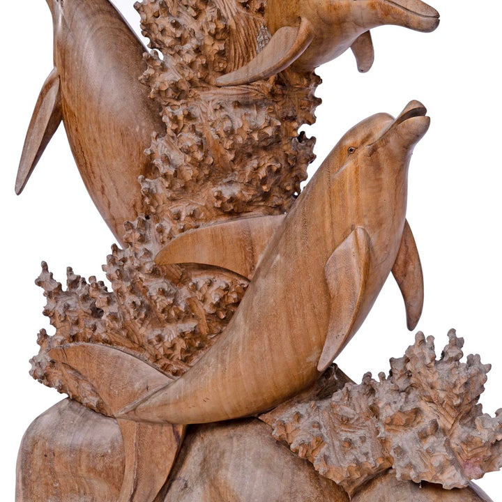 Statueta delfini din lemn de suar 200 cm