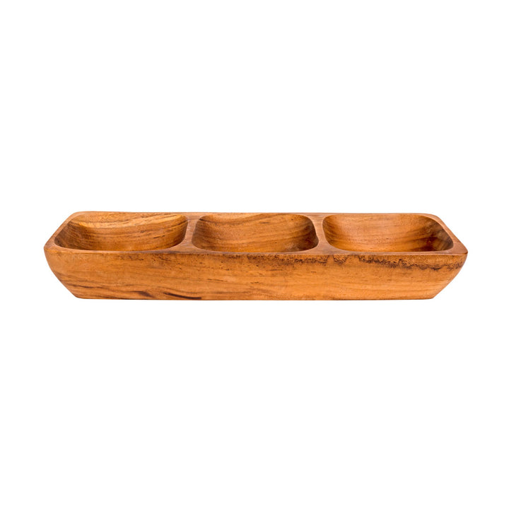 Tava compartimentata din lemn de tec 28.5x9x3cm