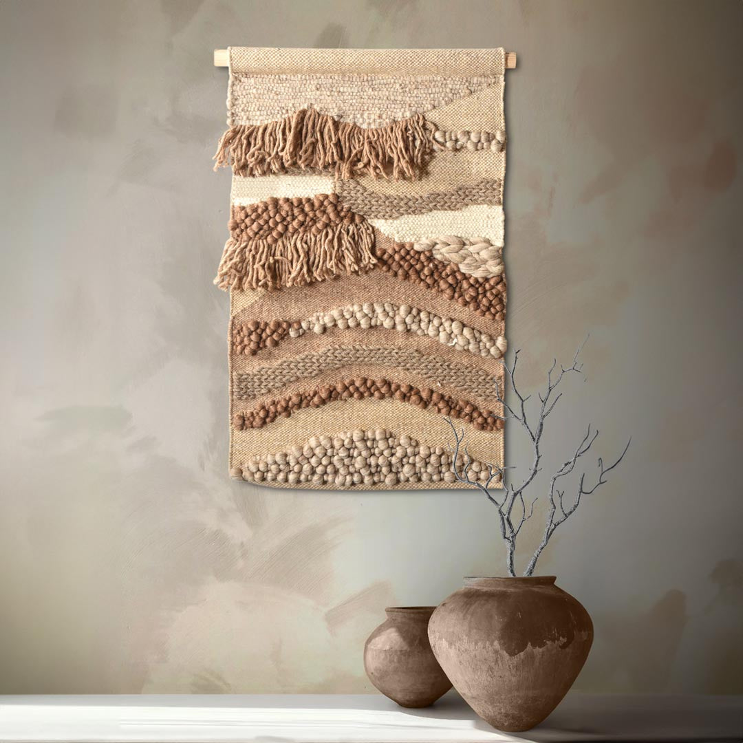 Decoratiune de perete maro din lana Madan