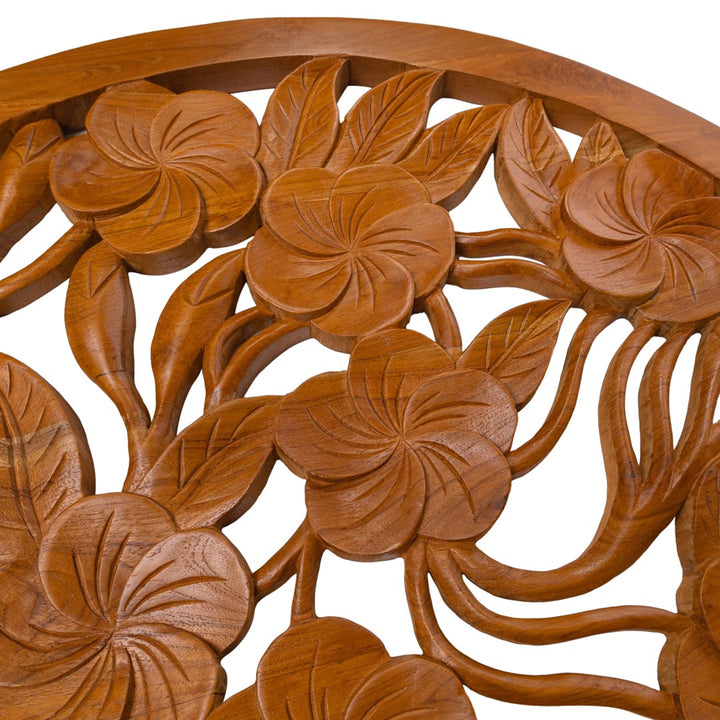 Decoratiune perete maro din lemn de tec Blumen 120 cm