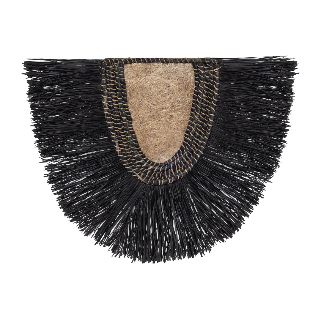 Decoratiune perete neagra din abaca si iarba Pandanus Abadi