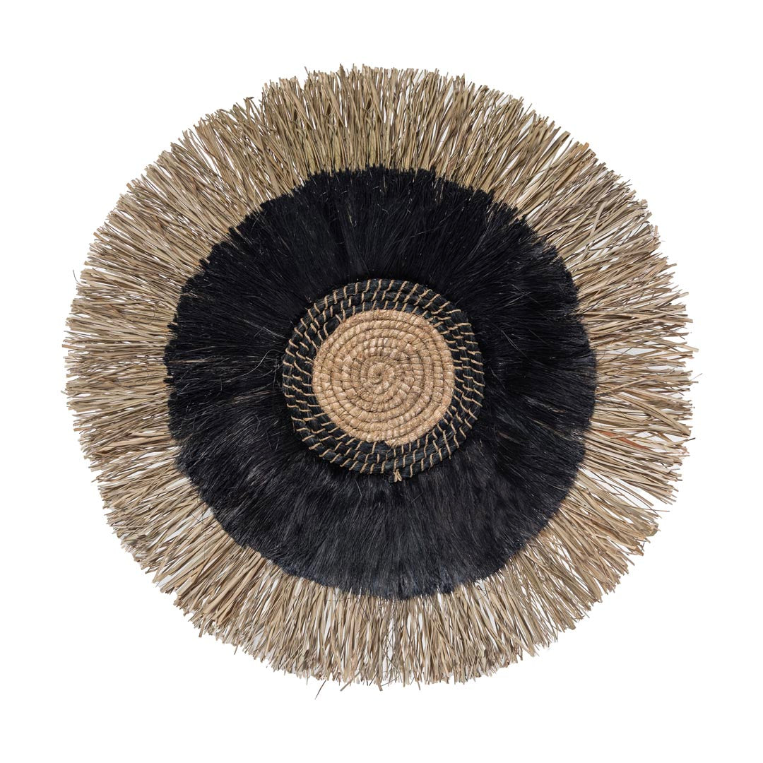 Decoratiune perete neagra din abaca si iarba Pandanus Anahita