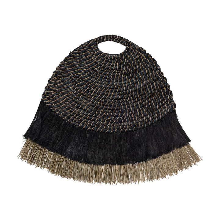 Decoratiune perete neagra din abaca si iarba Pandanus Zari