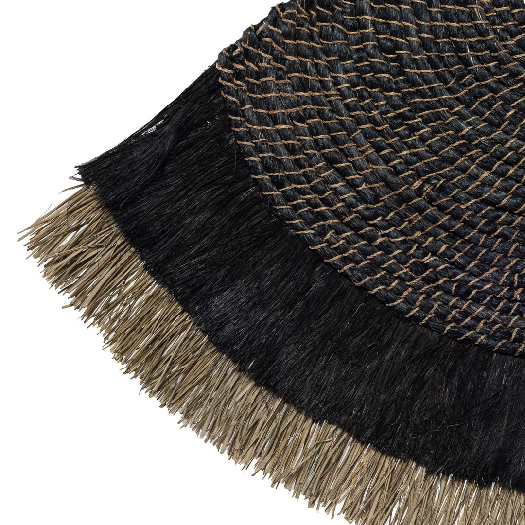 Decoratiune perete neagra din abaca si iarba Pandanus Zari