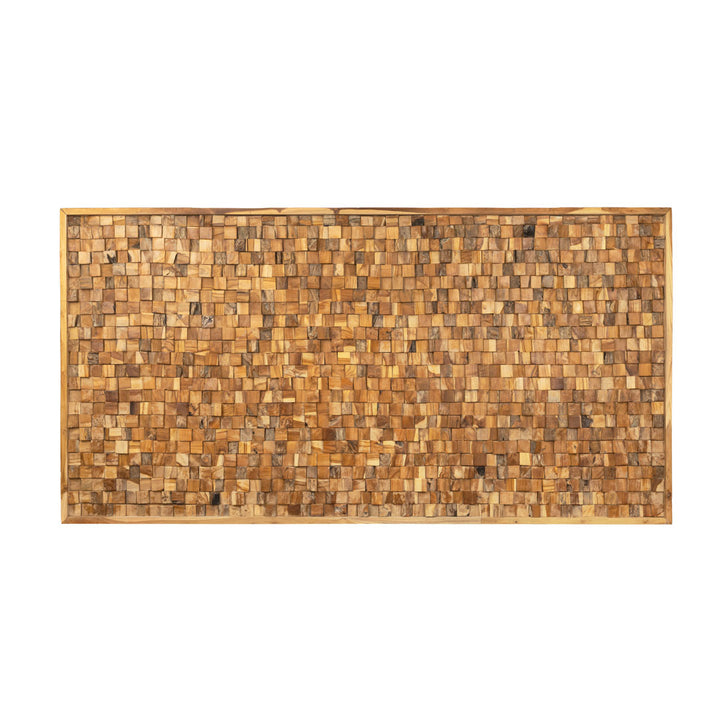 Decoratiune perete maro din lemn de tec Tesera 244x5x122cm