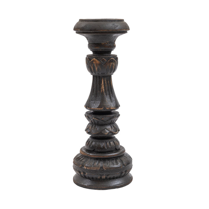 Suporturi de lumanare negre din lemn de albasia  - set 3 bucati