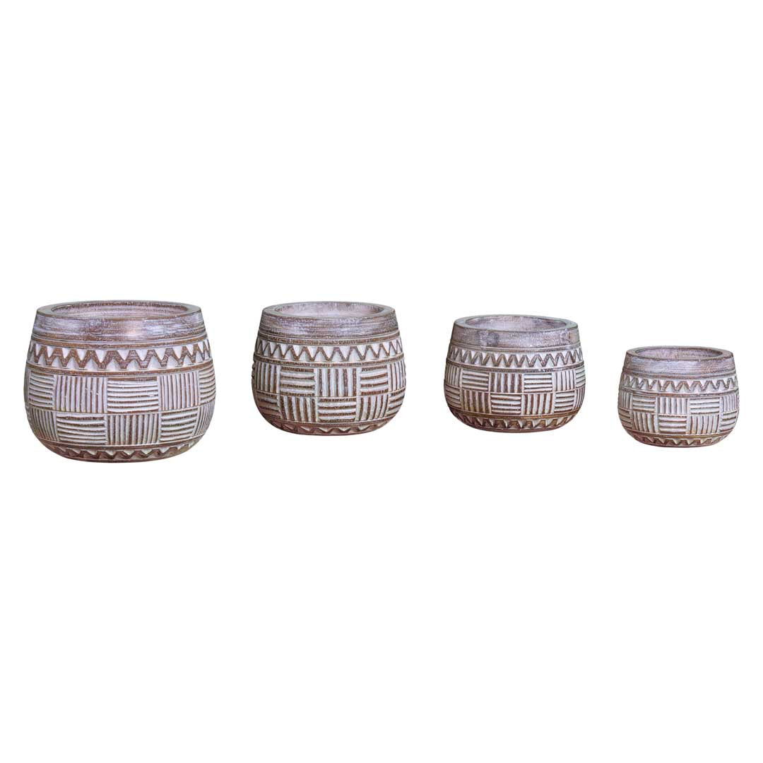 Set 4 vase din lemn de albasia Dewi