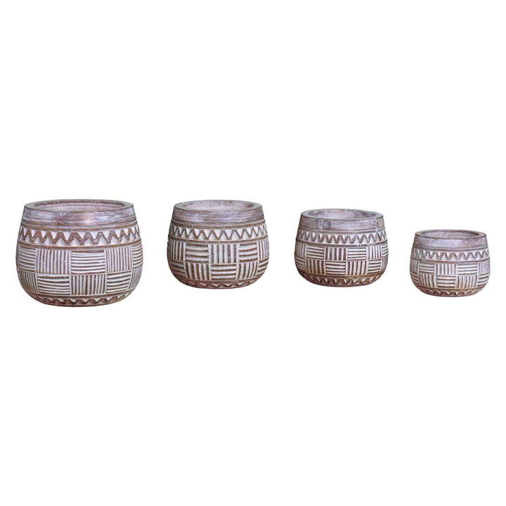 Set 4 vase din lemn de albasia Dewi
