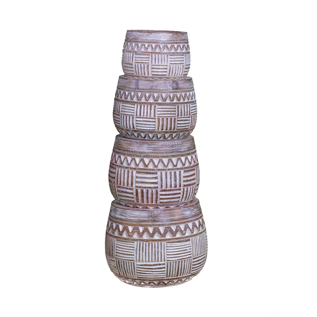 Set 4 vase din lemn de albasia Dewi