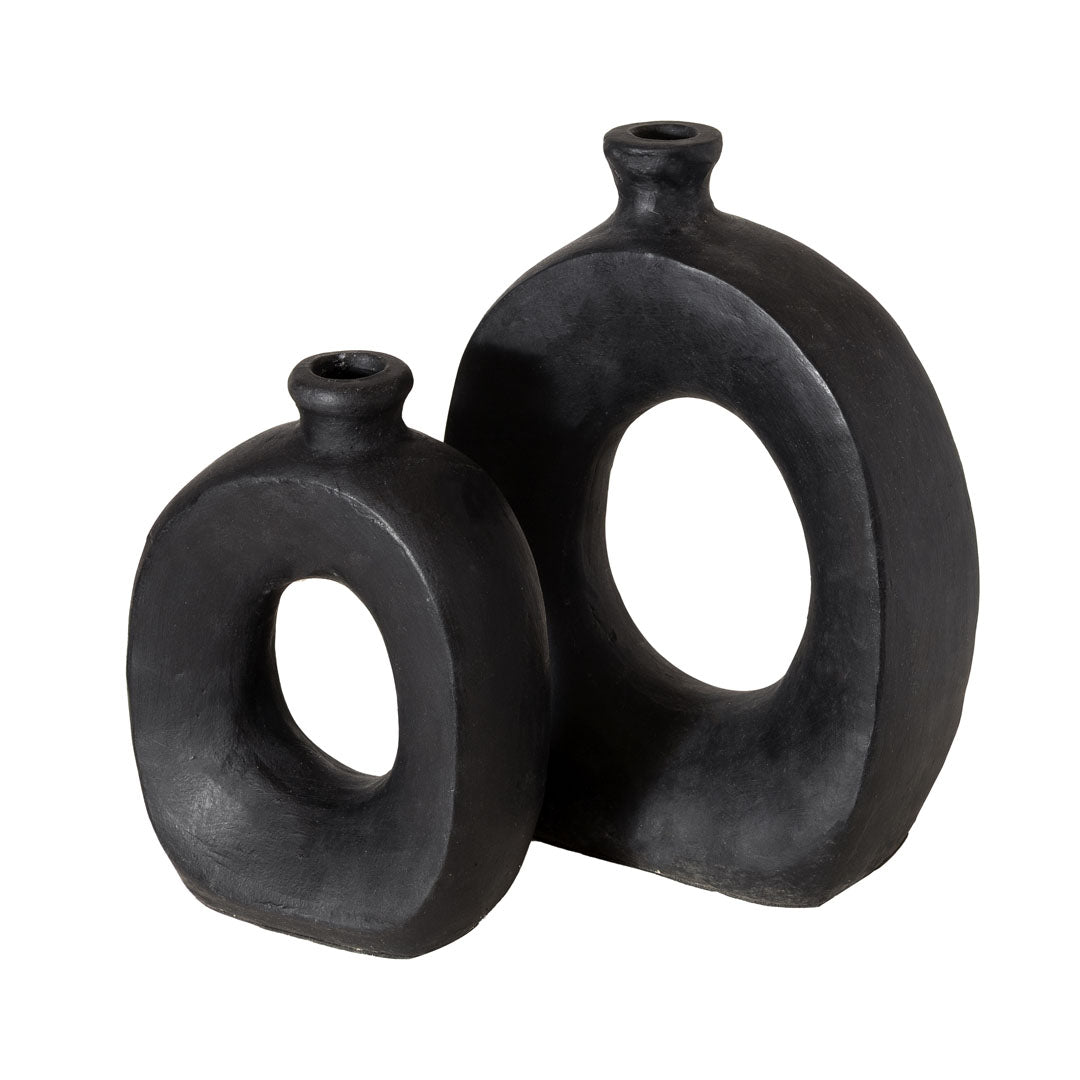 Set 2 vase negre din teracota Eclipse