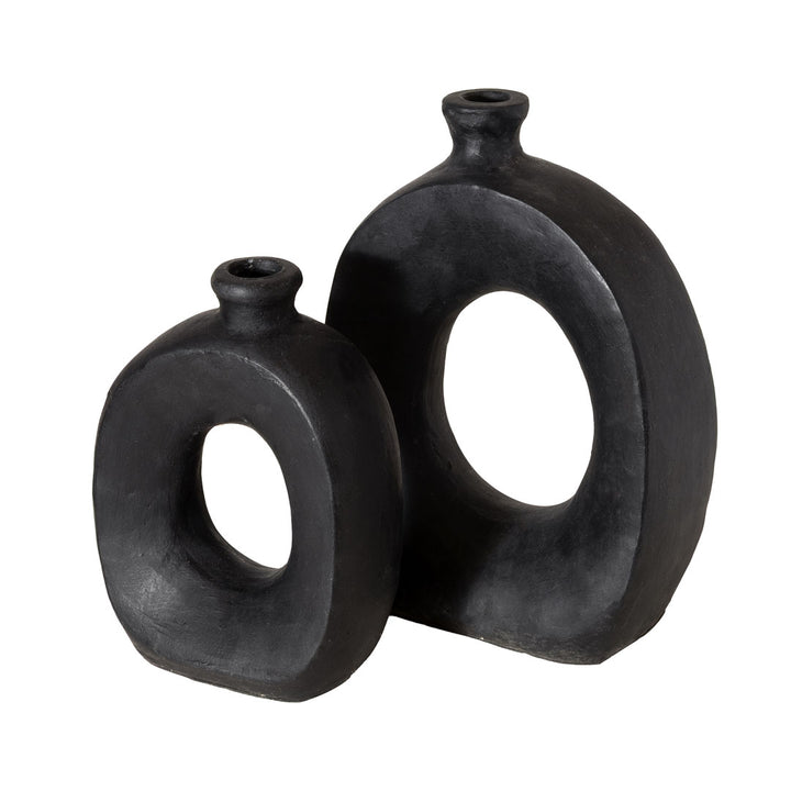 Set 2 vase negre din teracota Eclipse