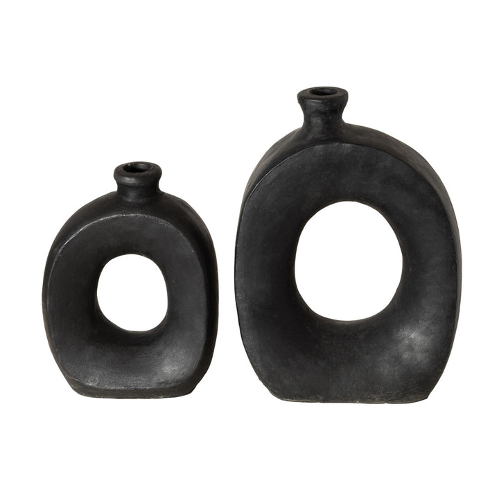Set 2 vase negre din teracota Eclipse