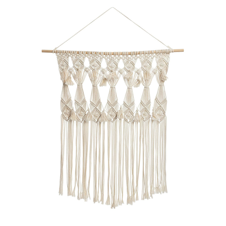 Decoratiune ivoire din macrame bumbac, lemn de tec Liora
