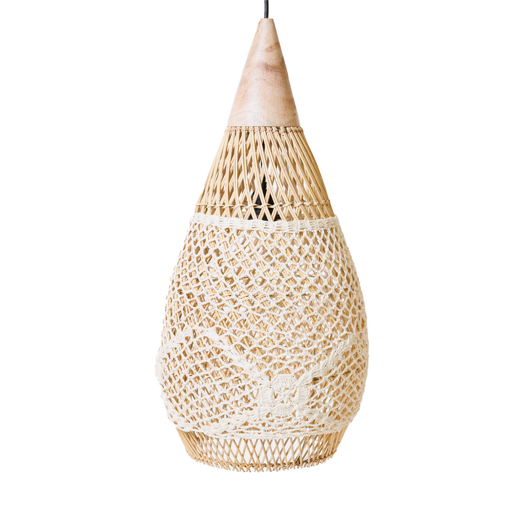 Abajur din ratan si bumbac macrame Dreamweave 40 cm