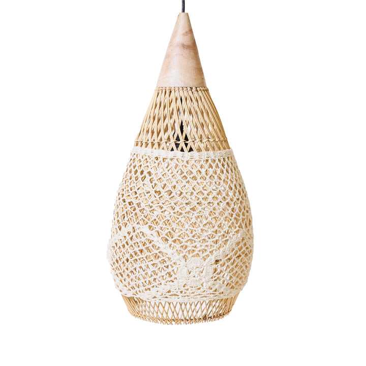 Abajur din ratan si bumbac macrame Dreamweave 40 cm