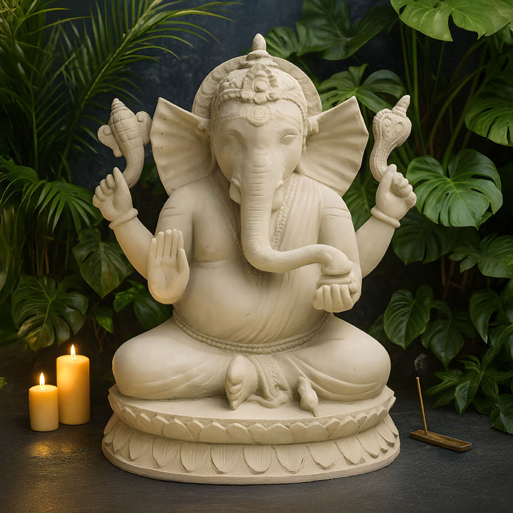Statueta gri din fibrociment Ganesha