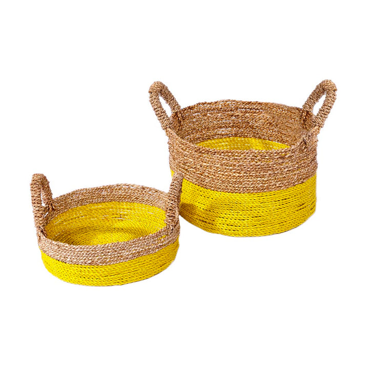 Set 2 cosuri galbene din iarba de mare si fibre sintetice