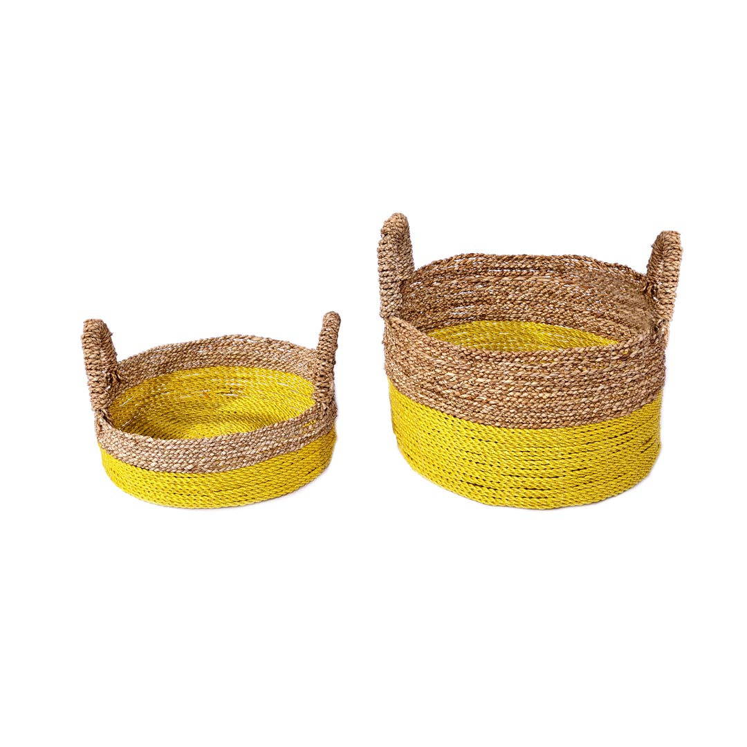 Set 2 cosuri galbene din iarba de mare si fibre sintetice