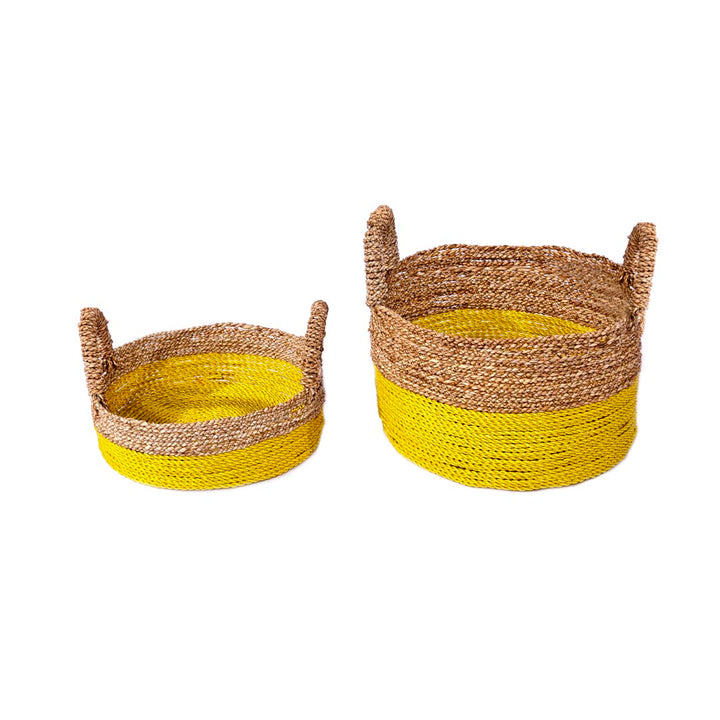 Set 2 cosuri galbene din iarba de mare si fibre sintetice