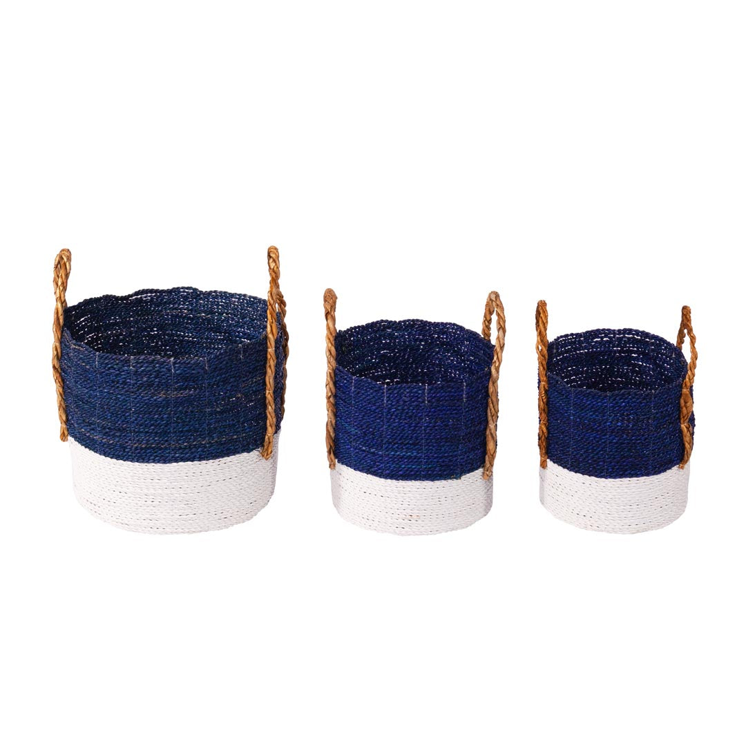 Set 3 cosuri bleumarin din frunze de bananier si fibre sintetice
