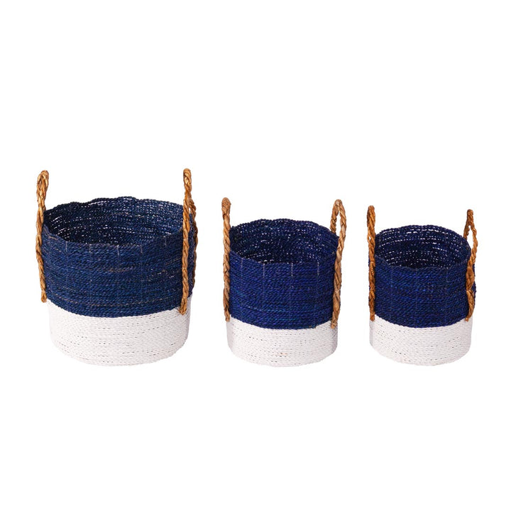 Set 3 cosuri bleumarin din frunze de bananier si fibre sintetice