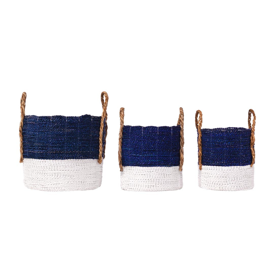 Set 3 cosuri bleumarin din frunze de bananier si fibre sintetice