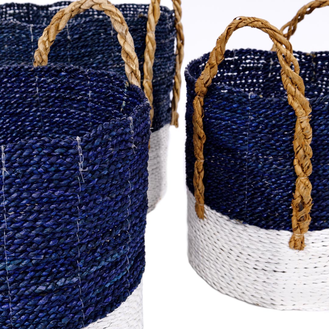 Set 3 cosuri bleumarin din frunze de bananier si fibre sintetice