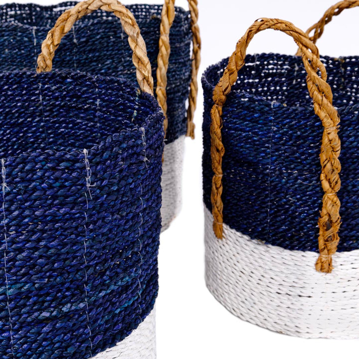 Set 3 cosuri bleumarin din frunze de bananier si fibre sintetice