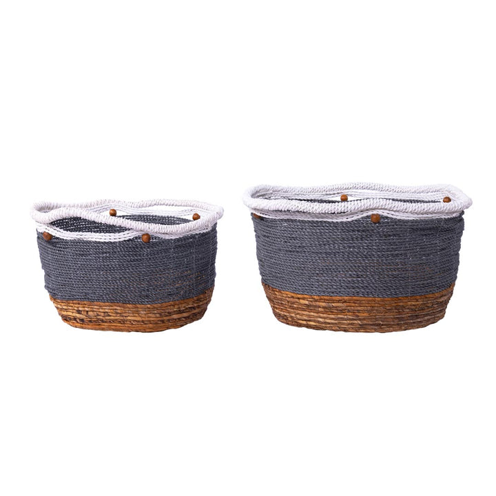 Set 2 cosuri gri din frunze de bananier si fibre sintetice