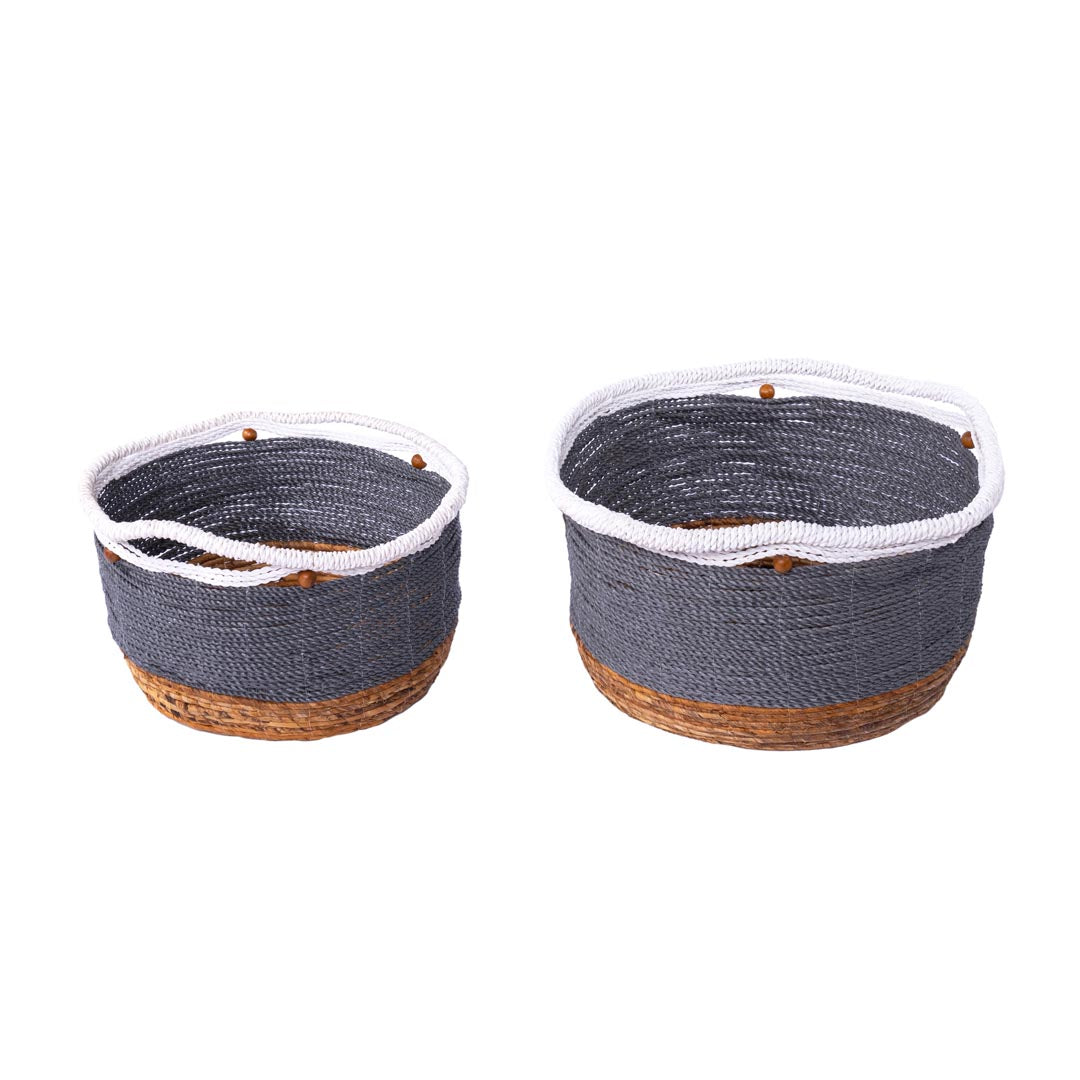 Set 2 cosuri gri din frunze de bananier si fibre sintetice