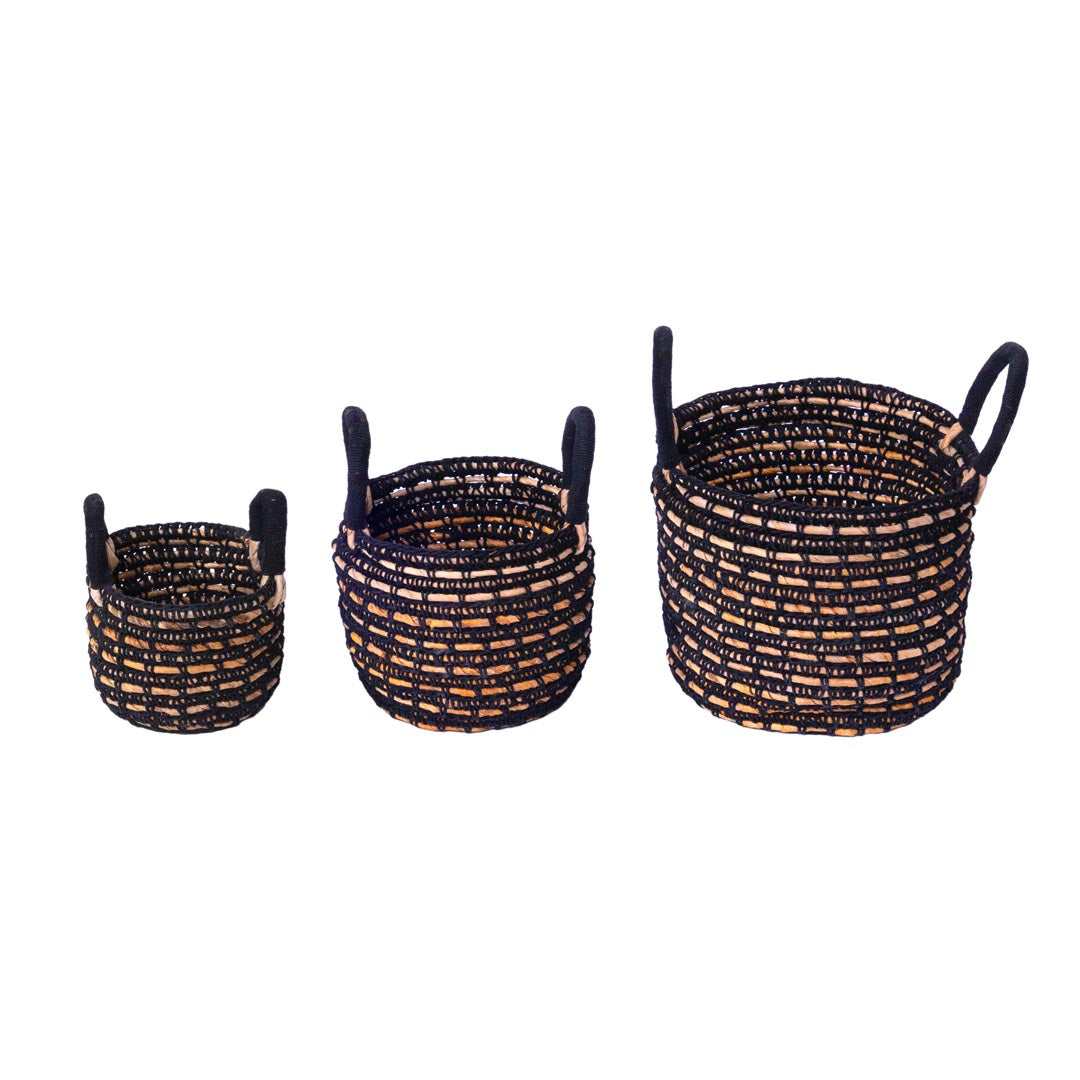 Set 3 cosuri negre din frunze de bananier