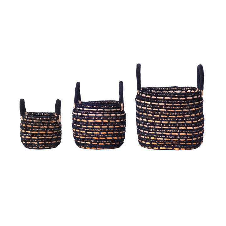 Set 3 cosuri negre din frunze de bananier