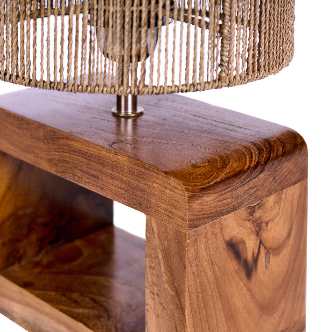 Veioza din lemn de tec si funie Mayara