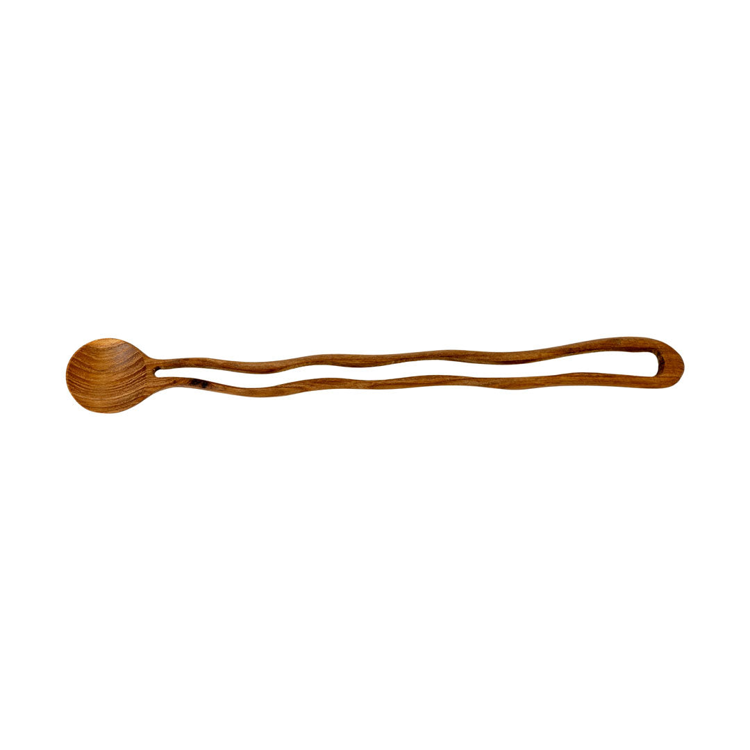Lingurita natur din lemn de tec 22 cm