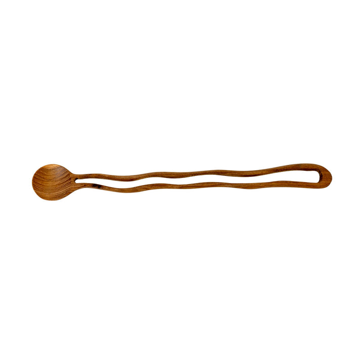 Lingurita natur din lemn de tec 22 cm